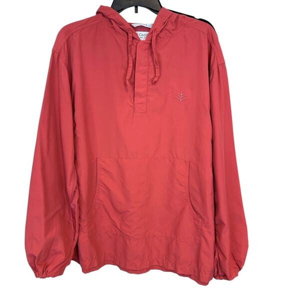 Coolibar Packable Sun protection Hooded Nylon Jacket Pull-on Anorak Peachy Pink - Picture 1 of 12